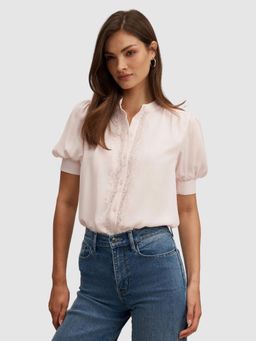 Forever New - Pink Tove Short Sleeve Lace Blouse