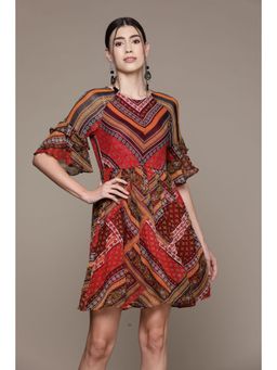 Label Ritu Kumar - Red Printed Mini Dress