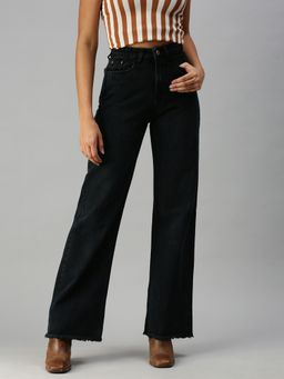 SHOWOFF - Women Clean Look Grey Wide Leg Denim Jeans