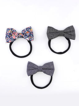 Choko - Floral Charm Collection – Black & Grey Nylon Headband for Babies & Girls (Set of 3)