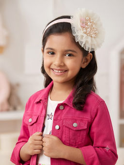 Choko - Mesh With Pearl Heart Off White Hair Band