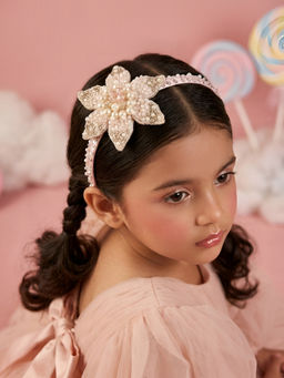 Choko - Pink Floral Pearl Hairband for Girls