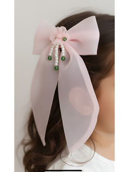 Choko - Satin Bow Hairclip with Pearl Floral Accent