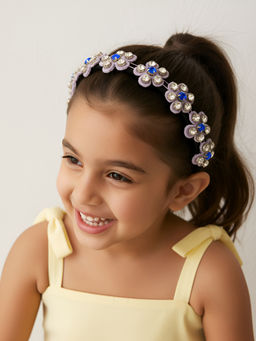 Choko - Beaded Floral Rhinestone Hairband for Girls - Lavender