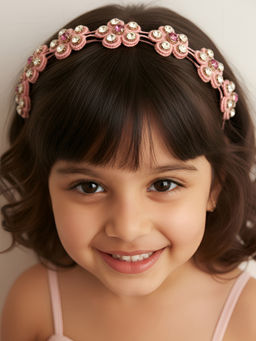 Choko - Rhinestone Floral Hairband for Girls - Pink