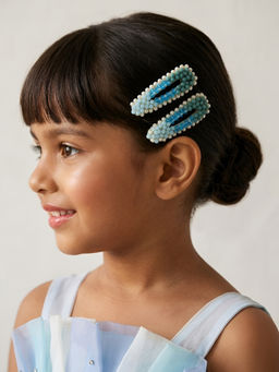Choko - Beaded Hair Clip Set for Girls - Blue