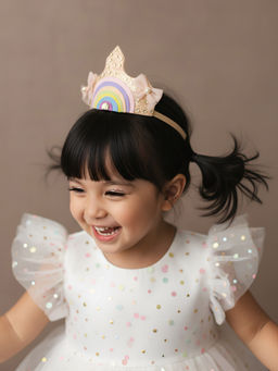 Choko - Sparkling Rainbow Birthday Crown Hair Band - Pink