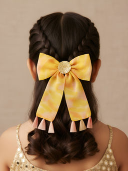 Choko - Sequin Center Bow Hairclip for Girls - Sunshine Yellow