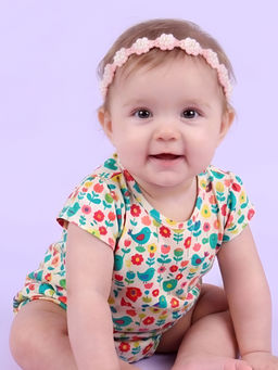 Choko - Pearl Crochet Flower Hairband for Babies - Soft Peach