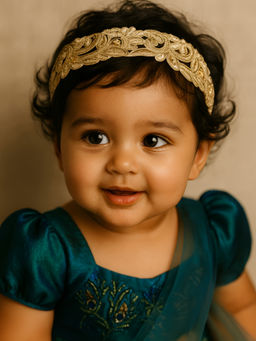 Choko - Golden Embroidered Floral Lace Headband with Silver Detail – Ethnic Wear, Festivals & Weddings