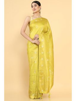 Soch - Women Green Silk Woven Saree with Unstitched Blouse