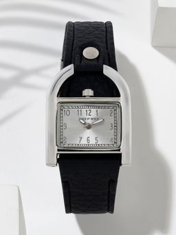 Joker and Witch - Joker & Witch Dara Rectangle Dial Silver Watch with Black PU Strap Watch-AMWW1006 (M)