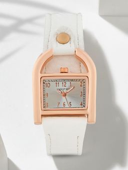 Joker and Witch - Joker & Witch Dara Rectangle Dial Silver Watch with White PU Strap Watch-AMWW1007 (M)