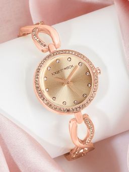 Joker and Witch - Joker & Witch Noella Rose Gold Twisted Metallic Strap Watch with Rhinestone Details-AMWW1130 (M)