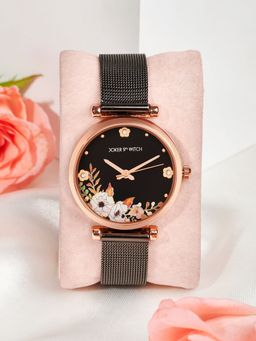Joker and Witch - Joker & Witch Rosebud Serenity Black Watch featuring an Elegant Metallic Strap-AMWW898 (M)