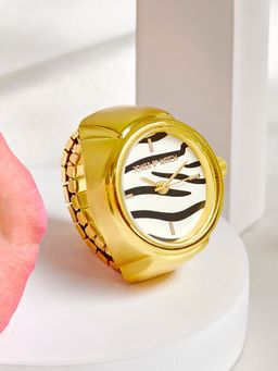 Joker and Witch - Joker & Witch Savanna Stripes Gold Ring Watch with Zebra Stripe Dial-AMWW913 (M)
