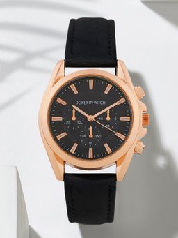 Joker and Witch - Joker & Witch Soleil Luxe Black Watch with Gold Accents and a Chic PU Strap-AMWW932 (M)