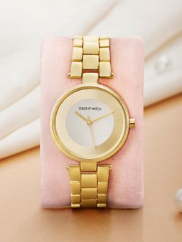 Joker and Witch - Joker & Witch Liora Gold Watch with Gold & White Dial and Metallic Strap-AMWW970 (M)