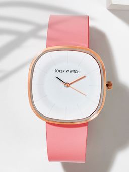 Joker and Witch - Joker & Witch Square Dial Watch with A White Dial and Stylish Bright Pink PU Strap-AMWW981 (M)