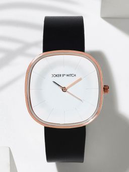 Joker and Witch - Joker & Witch Square Dial Watch with A White Dial and Stylish Black PU Strap-AMWW983 (M)