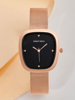 Joker and Witch - Joker & Witch Verity Luxe Black Dial Rosegold Mesh Strap Watch -AMWW987 (M)