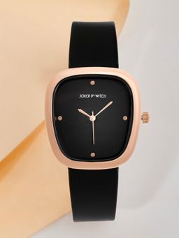 Joker and Witch - Joker & Witch Verity Luxe Black Dial Black PU Strap Watch -AMWW989 (M)