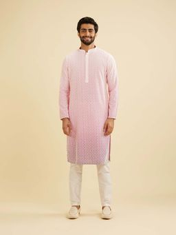 Manyavar - Pink Viscose Embroidery Thread Work Kurta & Churidar (Set of 2)