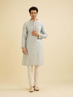 Manyavar - Blue Blended Viscose Embroidery Kurta & Churidar (Set of 2)