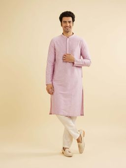 Manyavar - Purple Blended Viscose Embroidery Kurta & Churidar (Set of 2)