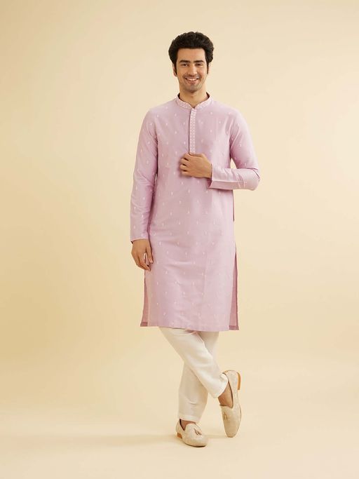 Manyavar Purple Blended Viscose Embroidery Kurta & Churidar (Set of 2)