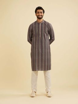 Manyavar - Grey Blended Rayon Embroidery Sequins Work Kurta & Churidar (Set of 2)