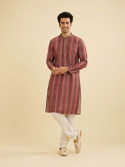 Manyavar - Rust Blended Rayon Embroidery Sequins Work Kurta & Churidar (Set of 2)