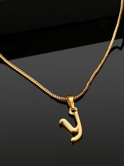 Estele - Valentine Gift - Gold Plated Initial Y Letter Pendant for Women