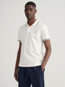 GANT - Men White Solid Regular Fit Polo T-Shirt