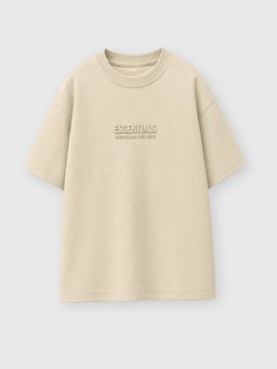 Napchief - Boys Sand Beige Staple Typography Classic T-shirt