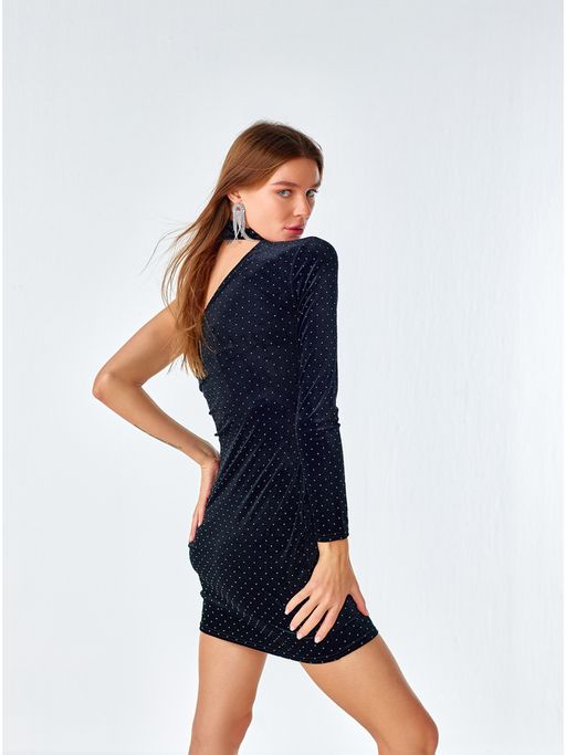 black and white polka dot dress long Black And White Polka Dot Gathered Midi Dress  AX Paris