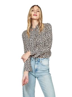 Cover Story - Leopard Print Tie Neck Shirt