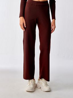 Cover Story - Brown Kick Straight Knit Trousers