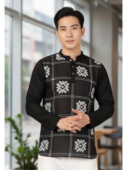 RIGO - Men Black Embroidered Regular Fit Short Kurta