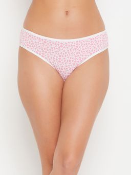 Clovia - Low Waist Floral Print Bikini Panty In White Cotton