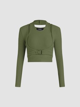Cider - Long Sleeve Buckle Crop Top