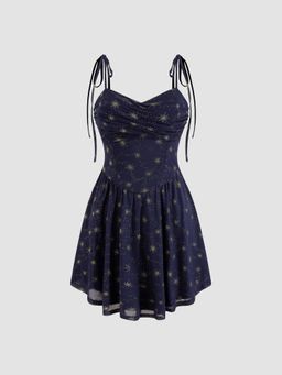 Cider - Mesh Star Sequin Knotted Dress