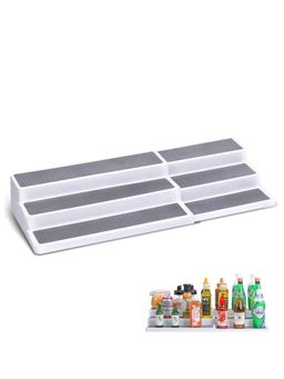 House of Quirk - 3 Tier Expandable Spice Rack Shelf Organizer for Kitchen Cabinet (White)