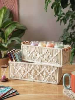 Karighar - Off White Boheme Duo Baskets - (Pack of 2)