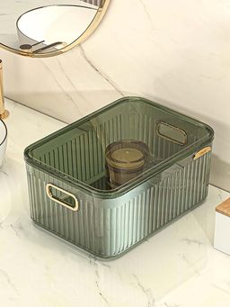House of Quirk - Acrylic Transparent Open Lid Large Decorative Tray Storage Organizer (Green)