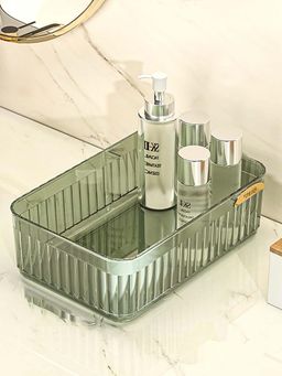 House of Quirk - Acrylic Transparent Open Lid Small Decorative Tray Storage Organizer (Green)