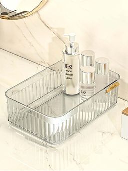 House of Quirk - Acrylic Transparent Open Lid Small Decorative Tray Storage Organizer (White)