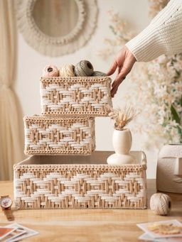 Karighar - Off White Satori Baskets - (Pack of 3)