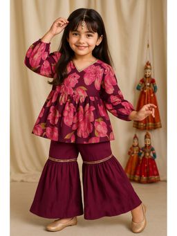 Tales & Stories - Girl Floral Print Kurta and Sharara Set
