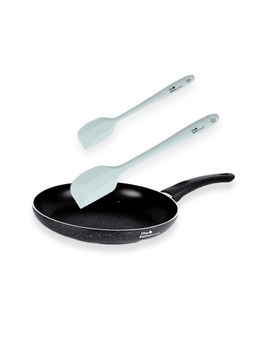 The Better Home - Non Stick Fry Pan Black 2 Kitchen Utensils Set - Silicone Iron